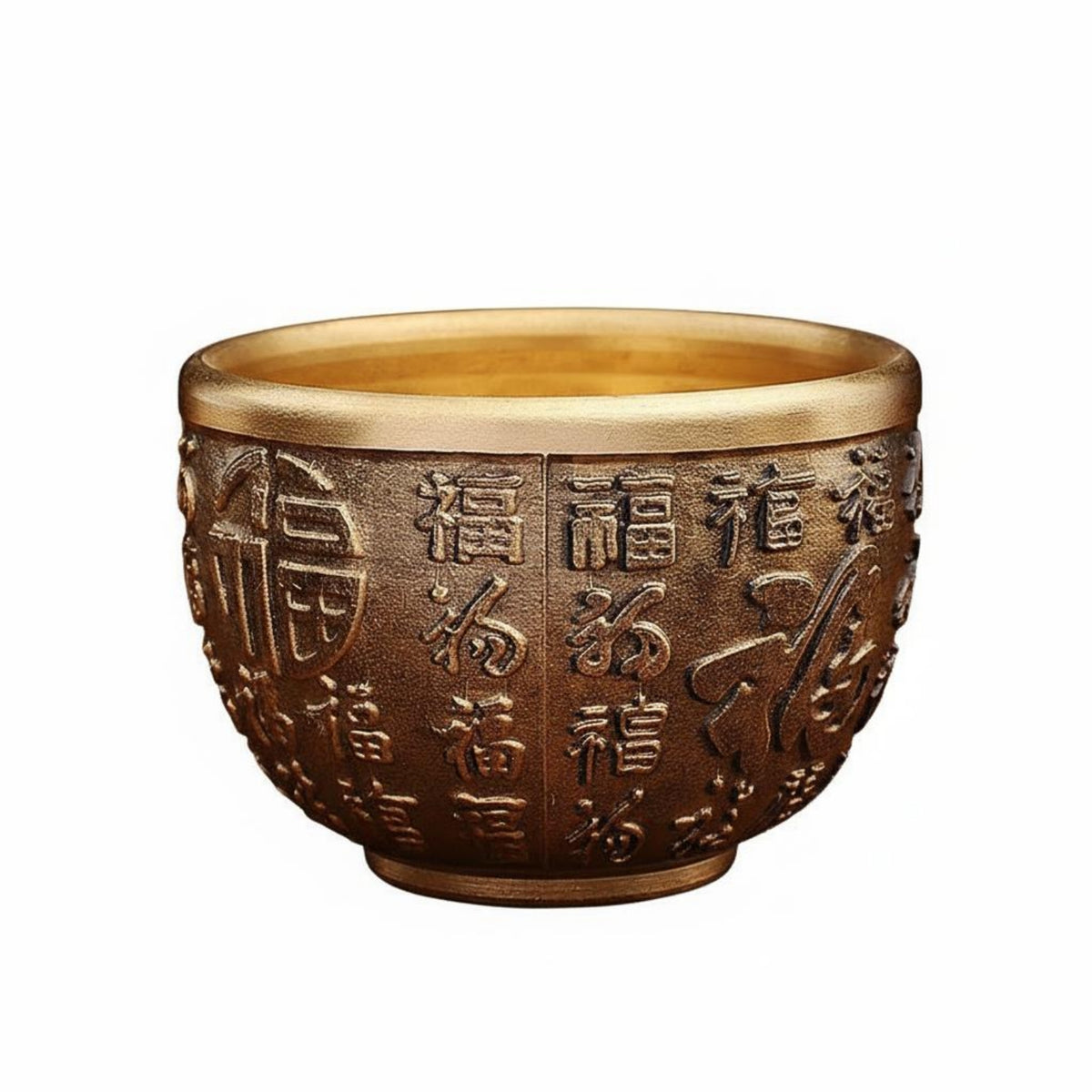 Auspicious Patterns Chinese Dragon Phoenix Cup Creative Gift Dragon Phoenix Design Cup Decorative Brass Fortune Character Bowl Intricate Details for Collectors, Asian Art Enthusiasts, Bookshelf Display, Altar