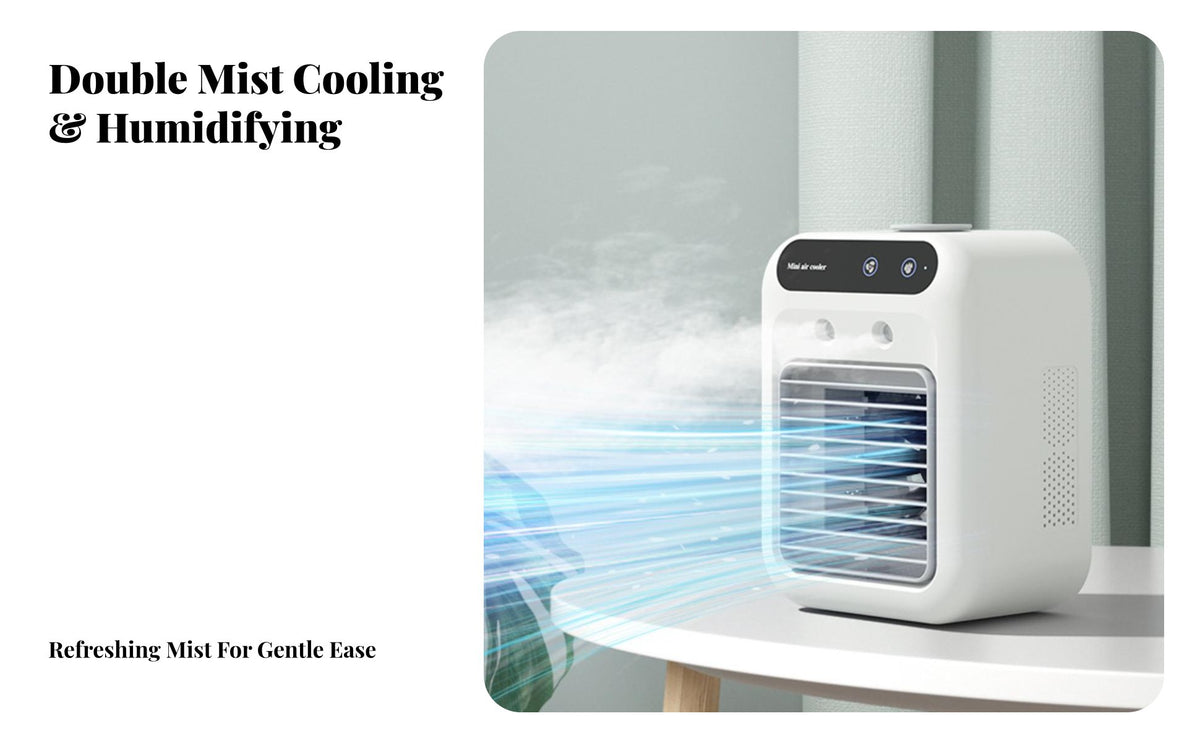 Desktop Misting Fan Humidifier Function Mini Water-Cooled Chiller Quiet Water-Cooled Air Chiller for Students, Office Workers, Dorm Room
