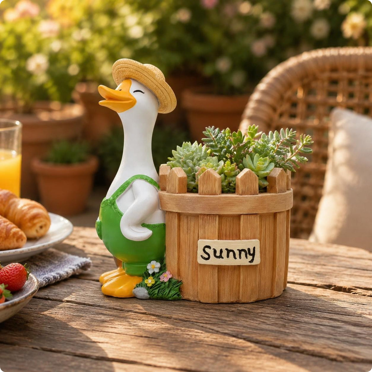 Cartoon Goose Planter Compact Goose Planter Freestanding House Decoration for Garden