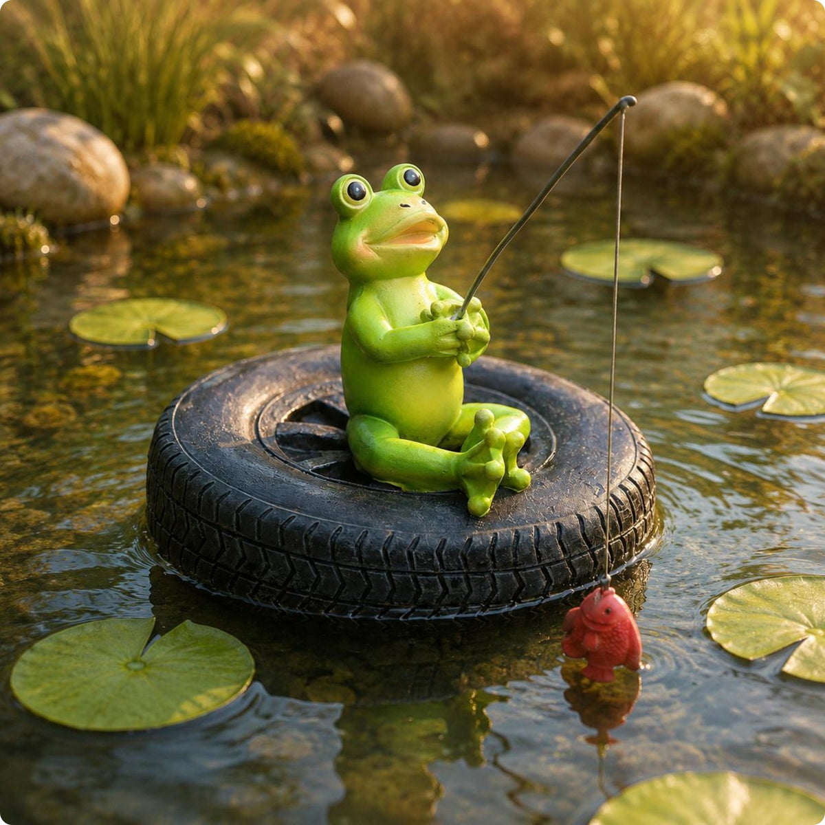 Floating Frog Ornament Painted Floating Frog Decor Playful Design for Aquariums