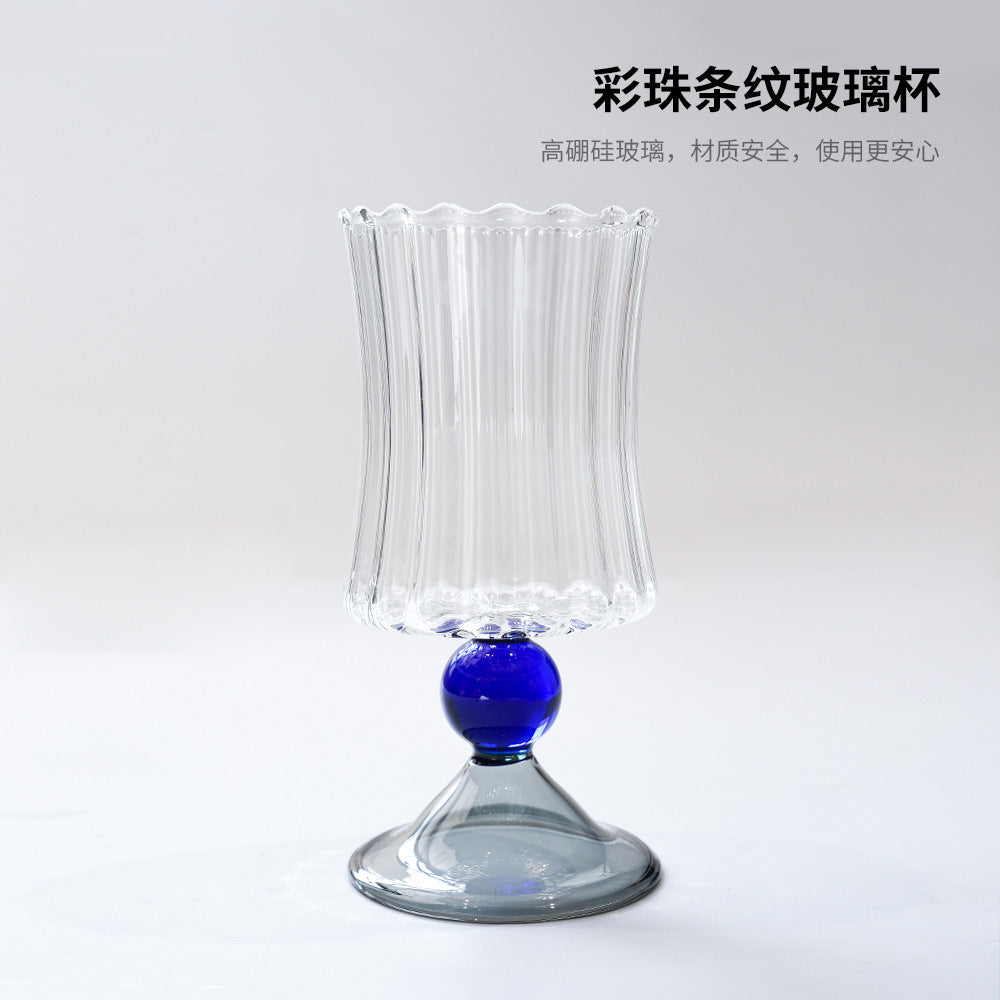 创意中古彩色香槟杯家用小清新高脚红酒杯葡萄酒杯复古甜酒杯子