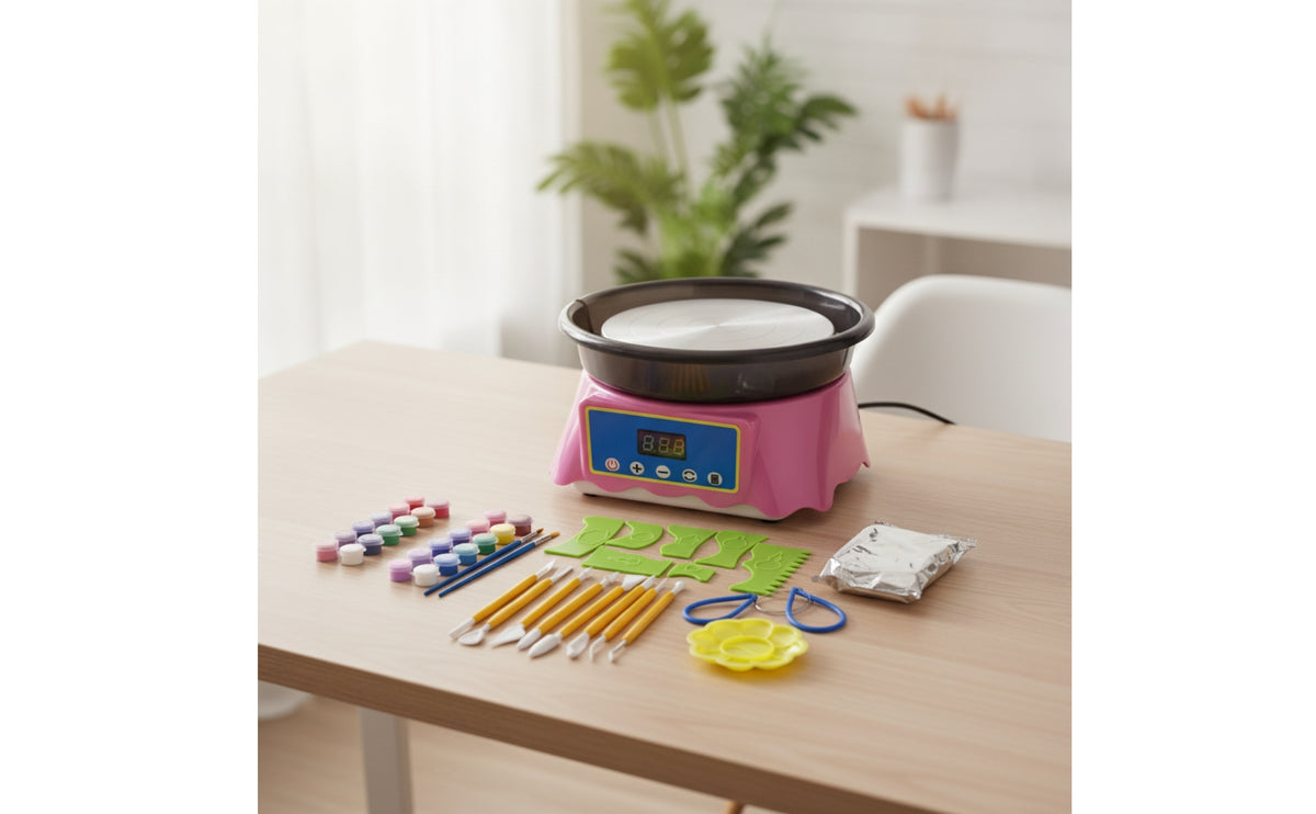 Tabletop Mini Pottery Wheel with LCD Display Compact Electric Pottery Wheel Lightweight Machinery Adjustable-Speed for Beginners, Hobbyists, Crafters, Diy Crafts, Home Studio