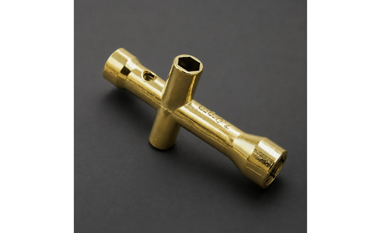 Gold Finish Mini Cross Wrench Hexagonal Openings Four-Way Socket Wrench Metal Hex Socket Spanner Compact Size