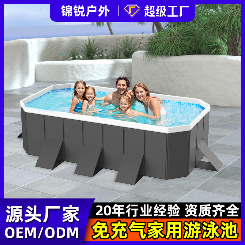 Household Children's No-Inflation Foldable Swimming Pool with Frame for Outdoor Use