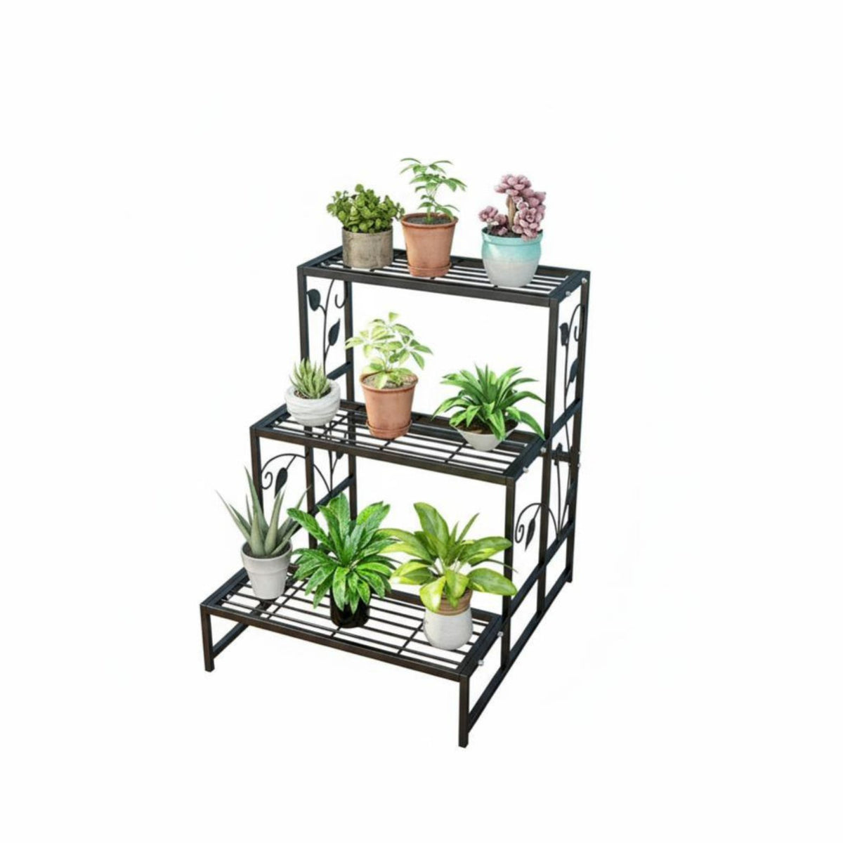 3-Tier Step Planter Holder Indoor & Outdoor Use 3-Tier Ladder Rack for Gardeners