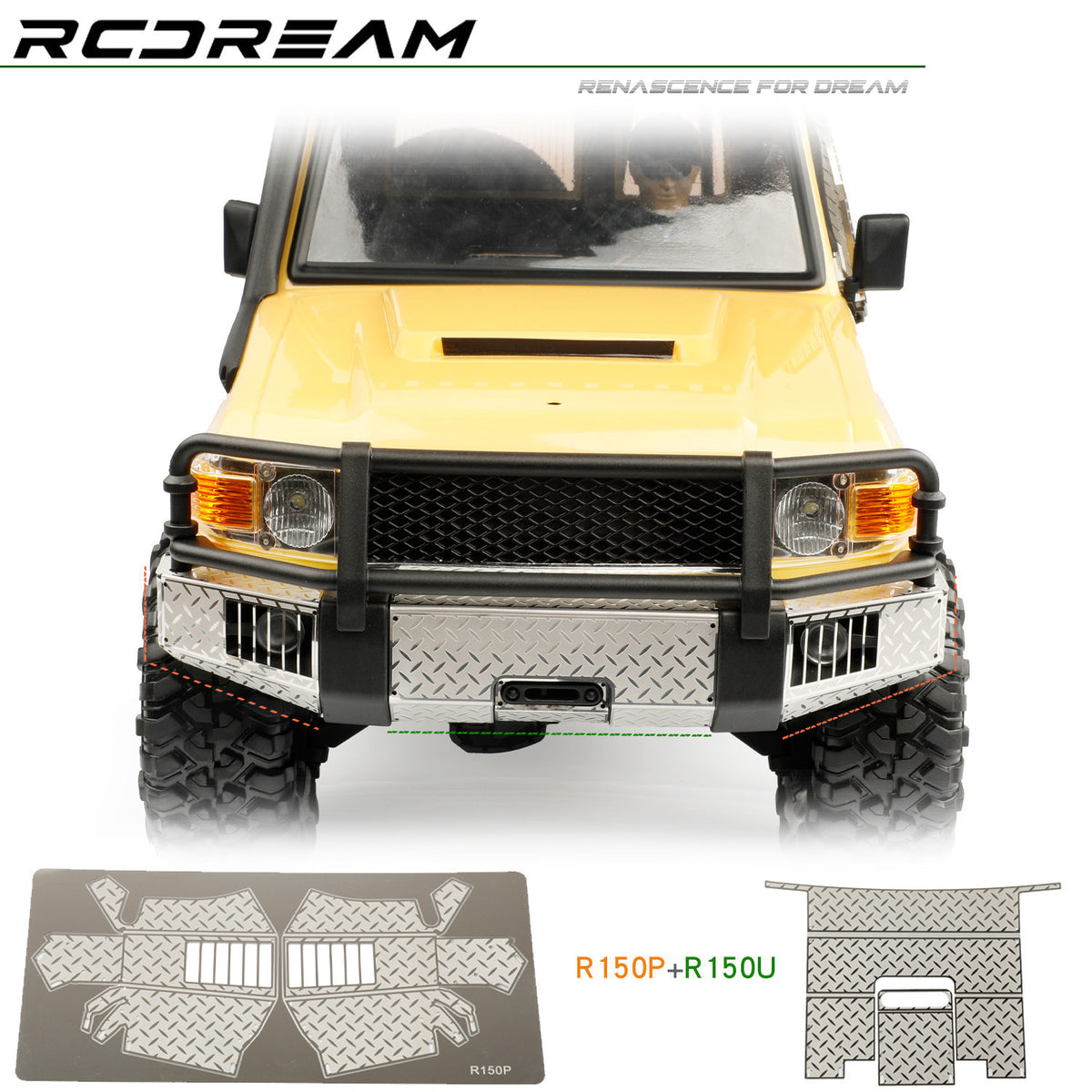 RCDream RGT LC76 LC71 Front Bumper Metal Skid Plate Guard