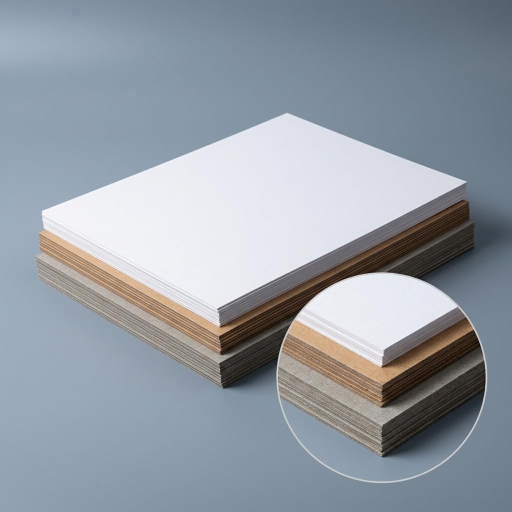 Cardboard Sheets for DIY Crafts, Model Making, and Gift Box Inserts - A3/A4 White/Kraft Paperboard