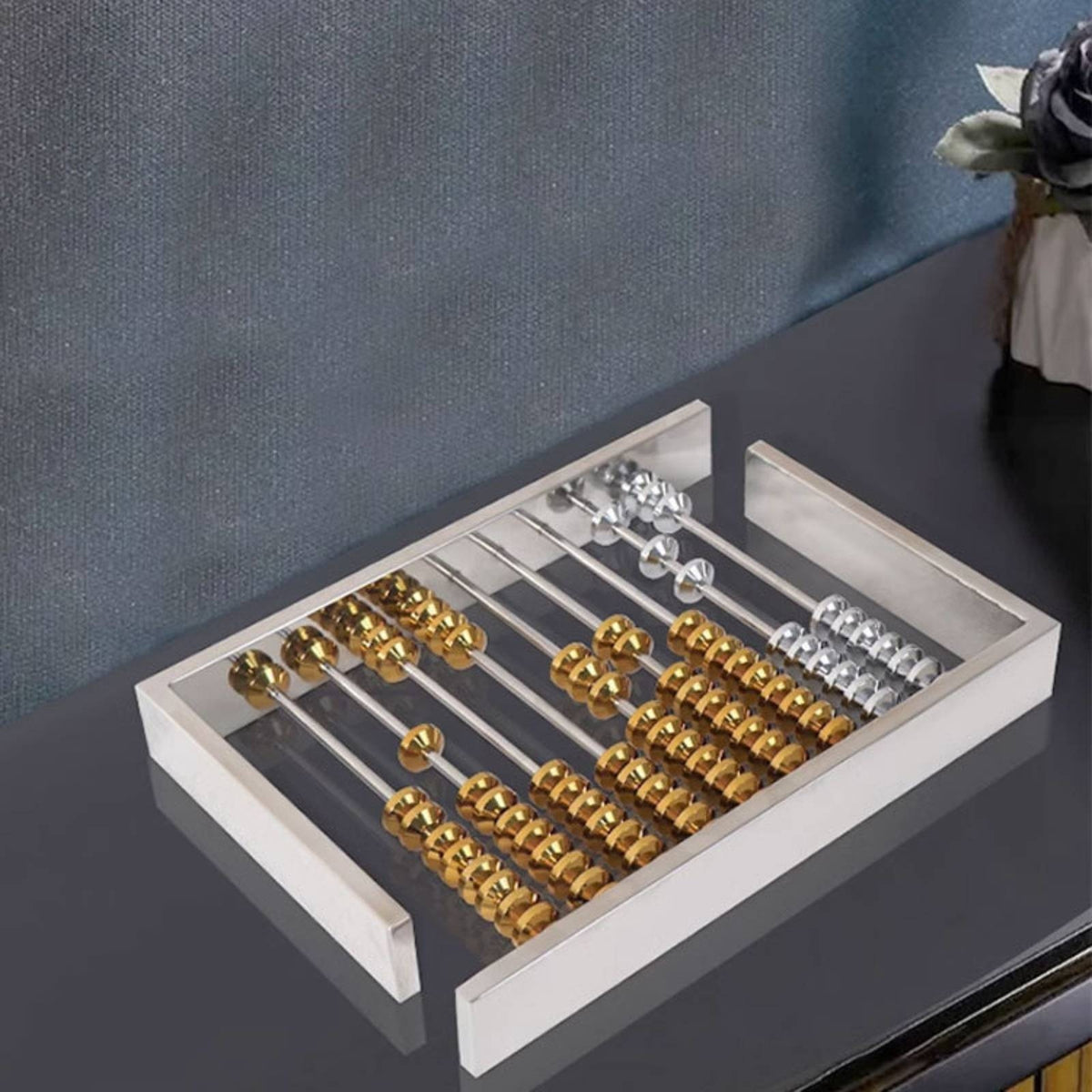 Abacus Ornament Silver-Tone Decorative Abacus Modern Decoration for Collectors, Office