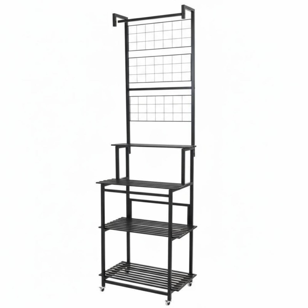 Rolling Plant Stand with Trellis Freestanding Tiered Metal Trellis Space-Saving