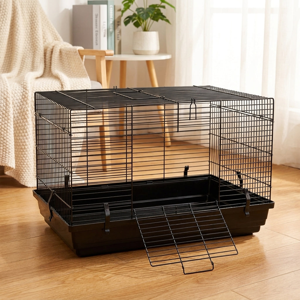 Syrian Hamster Cage Habitat and Home, Simple Style Irregular Shape Indoor Hamster Cage, Wire Mesh and Base Tray for Winter and Summer Use
