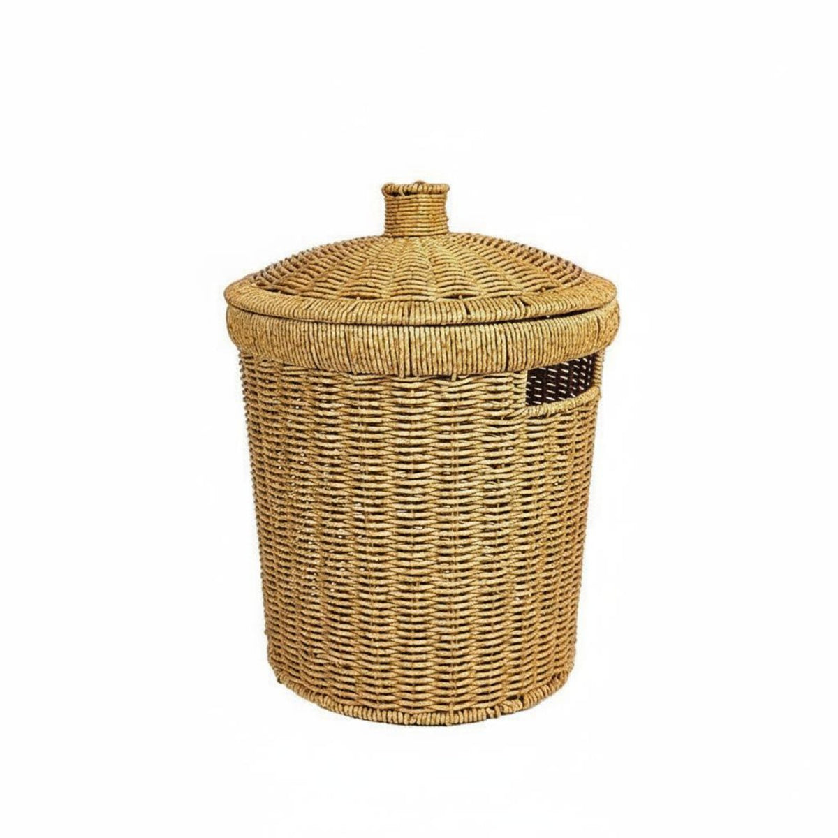 Imitation Rattan Trash Can Multi-Functional Braided Container Basket with Lid Easy to Clean Wastebasket for Office