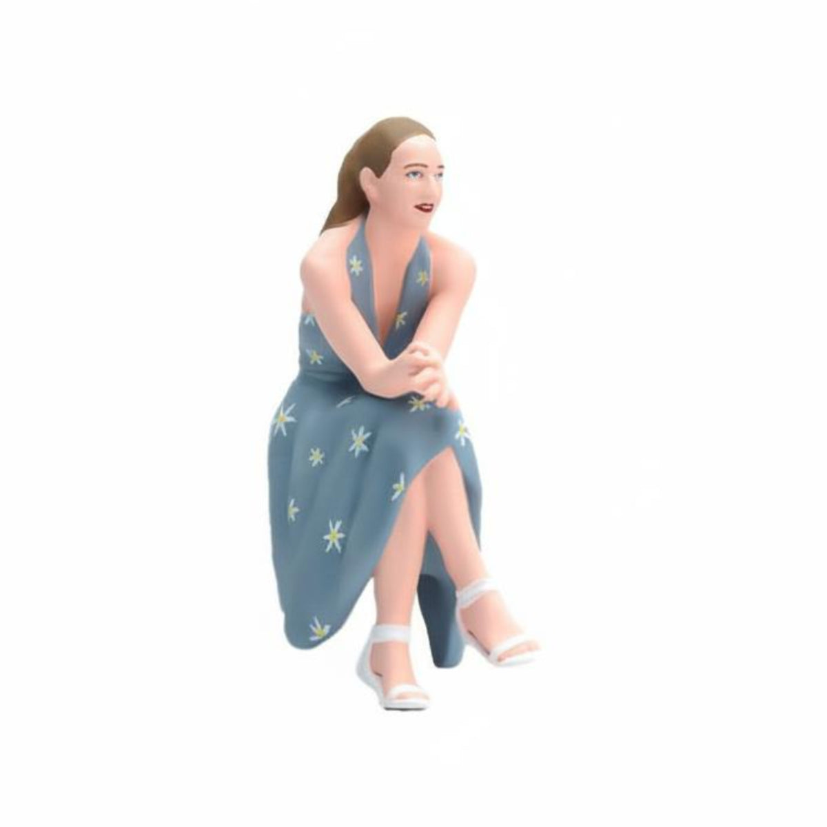 1:24 Scale Figurine Miniature Seated Woman Figurine Crossed Legs Desk Ornament