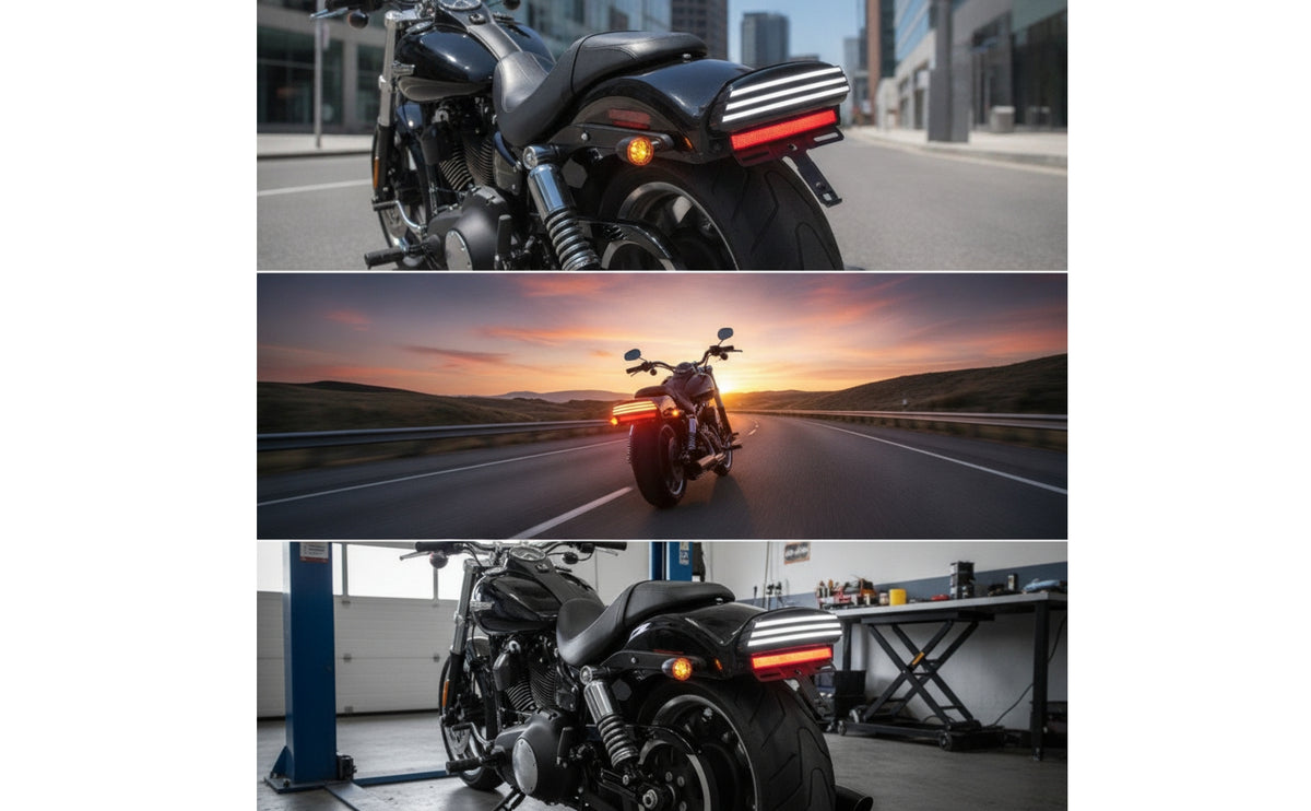 Slim Motorcycle LED Tail Brake Light with Bracket Bright Motorcycle LED Tail Light Brighter Retro for Motorcyclists