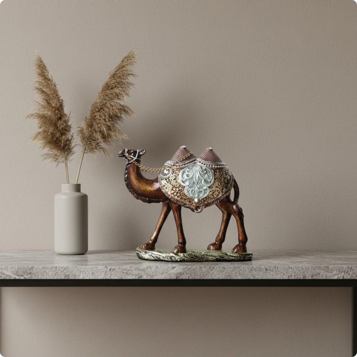 2 Pieces Golden Camel Statue Nordic Design Resin Camel Decor Gift Idea