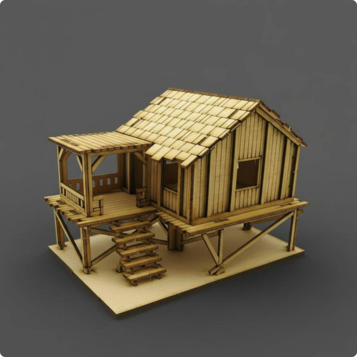 3D Building Model Kit Rustic Design Architectural Miniature Easy to Assemble