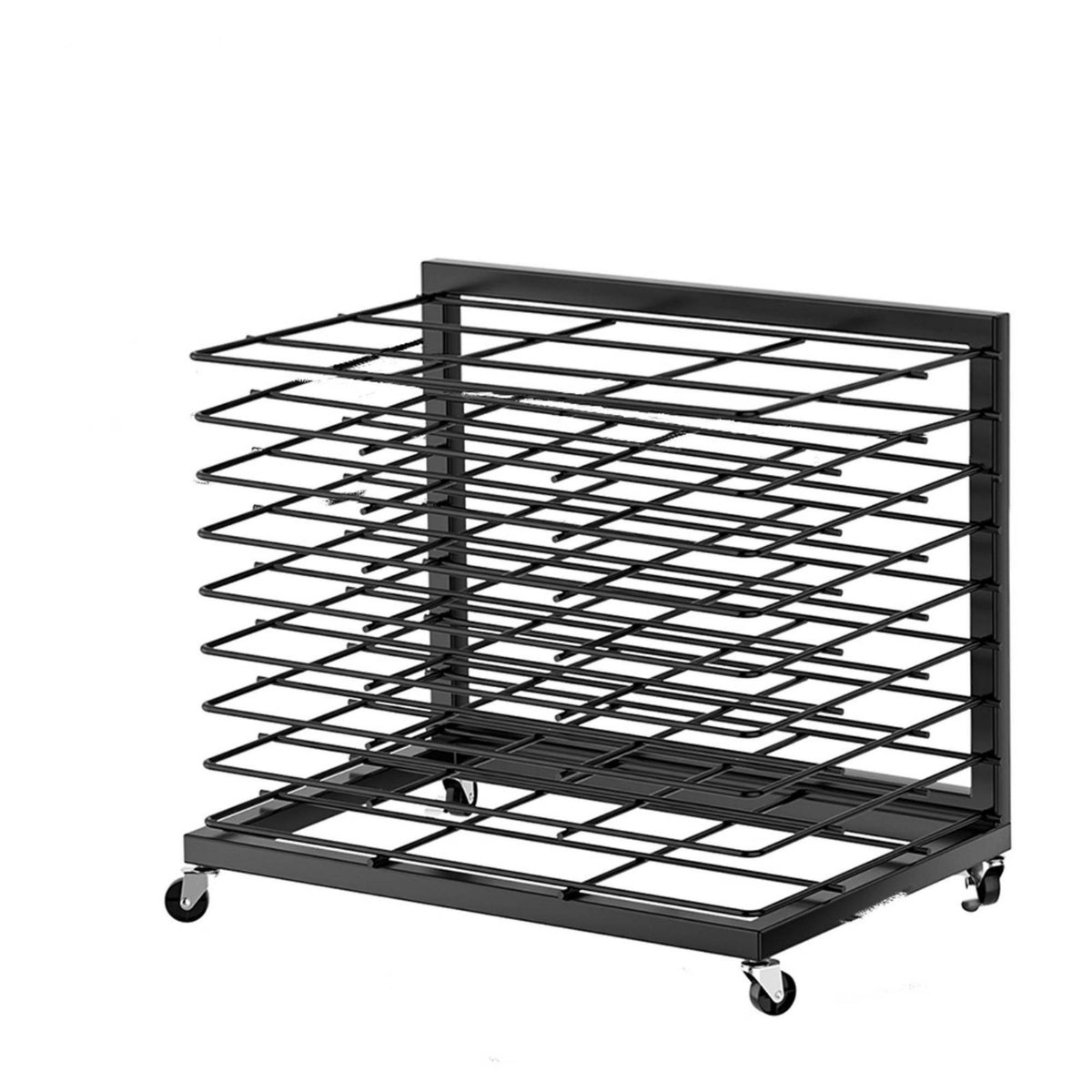 Slanted Shelves Rolling Art Rack Wheeled Art Drying Rack