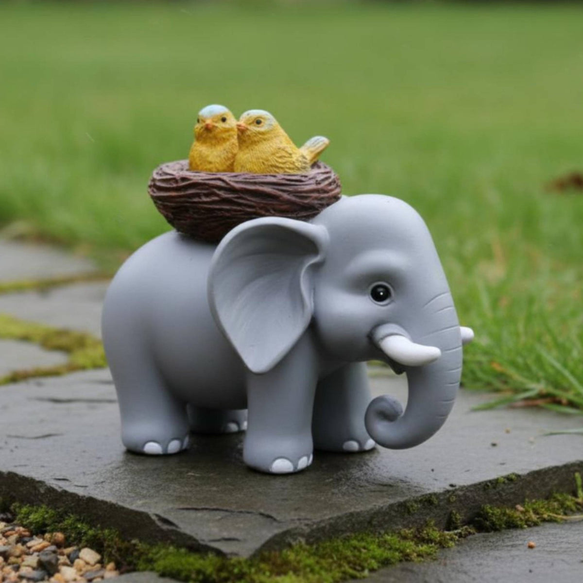 Elephant Bird Statue Hand-Painted Outdoor Decor Long-Lasting for Yard