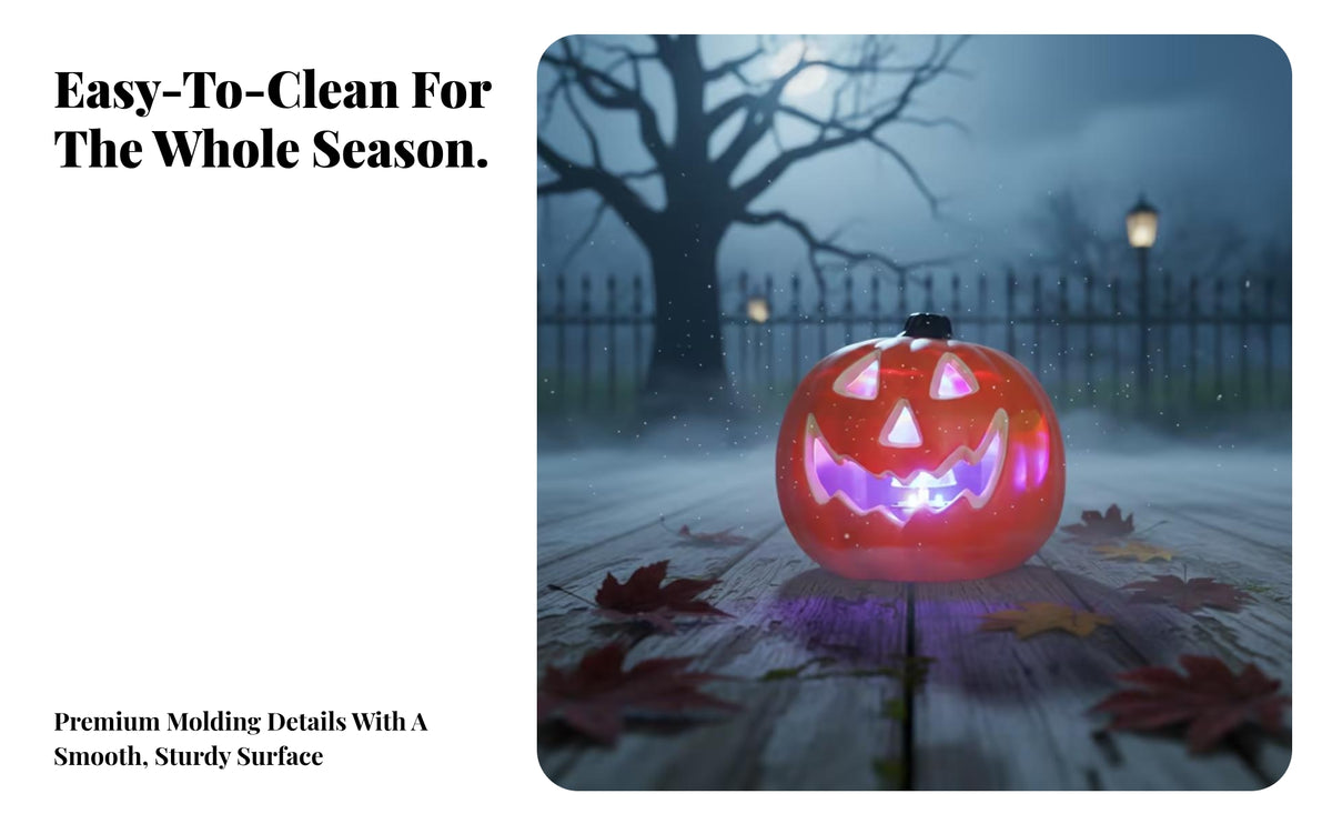 Battery Powered Jack-O'-Lantern Spooky Light-up Pumpkin Glowing Light up Pumpkin Compact for Tabletop, Mantel, Entryway