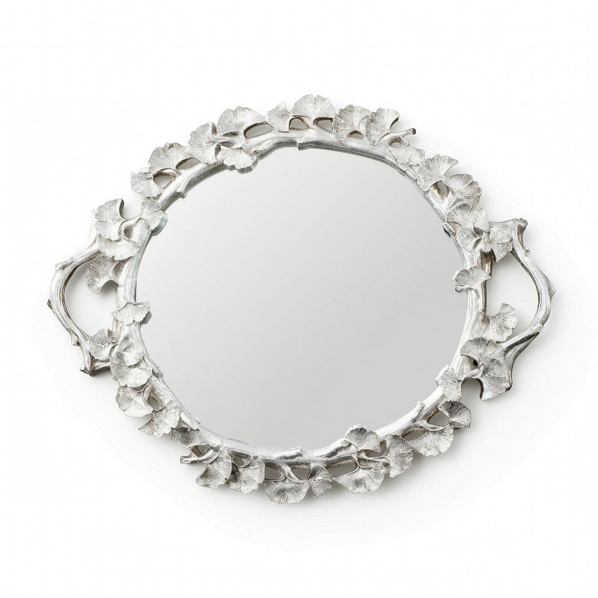 Tray with Ginkgo Border Versatile Mirrored Tray Large for Coffee Table, Wedding