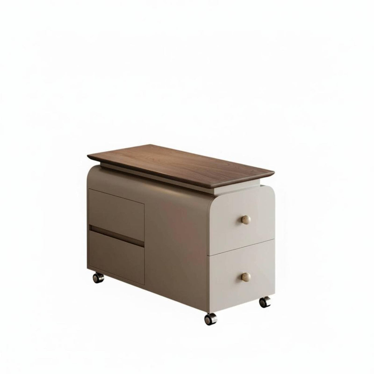 2-Tier Rolling Trolley Mobile with Casters Side Table Space-Saving Design Adaptable Use for Homeowners, Living Room