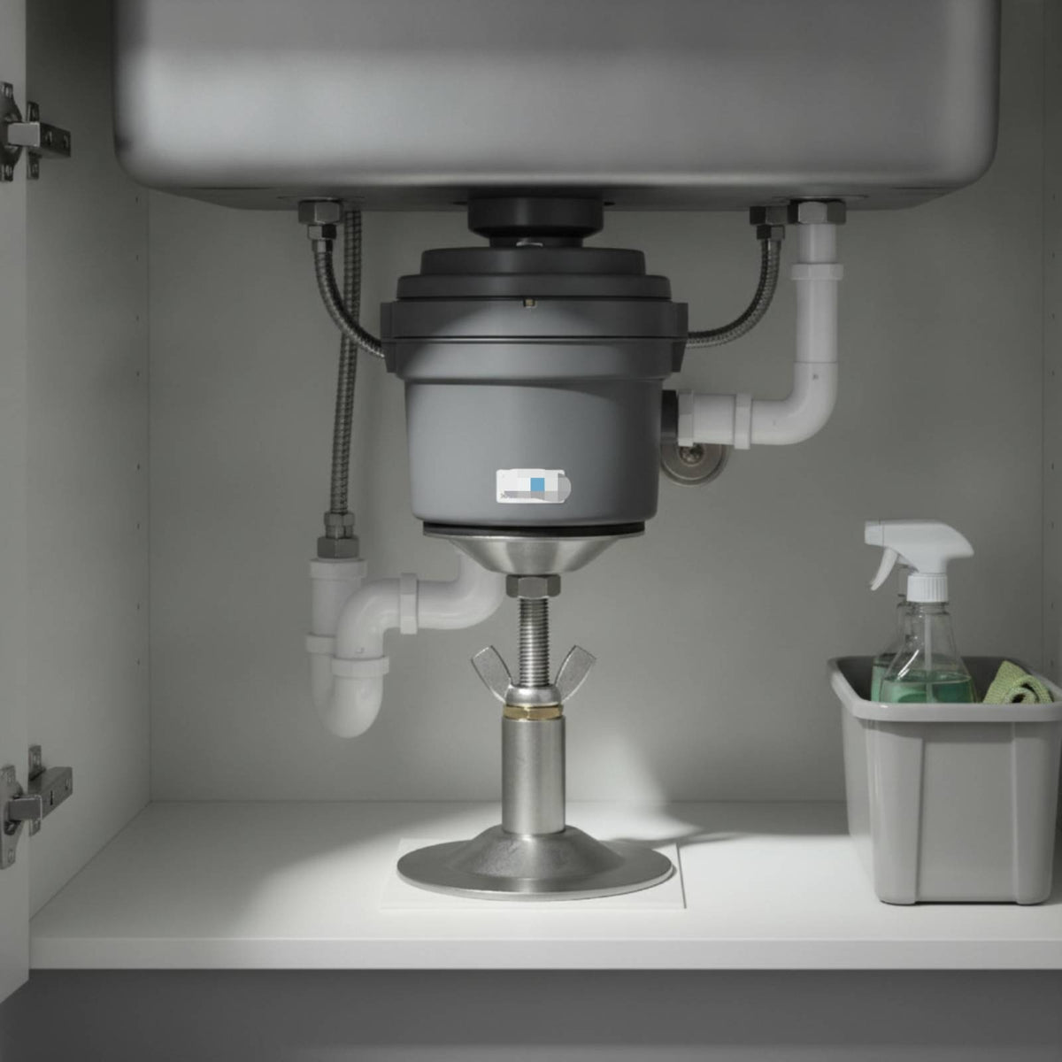Garbage Disposal Support Stand Stainless Steel Construction Waste Disposer Support Bracket Shock Absorbing Adjustable Disposer Bracket
