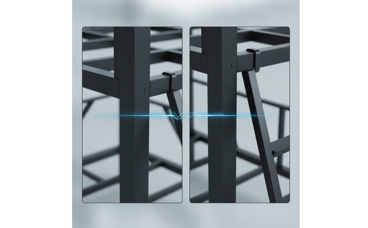 Metal Bunk Bed Space-Saving Bunk Bed Black Furniture for Students, Teens, Dorm Rooms, Small Apartments