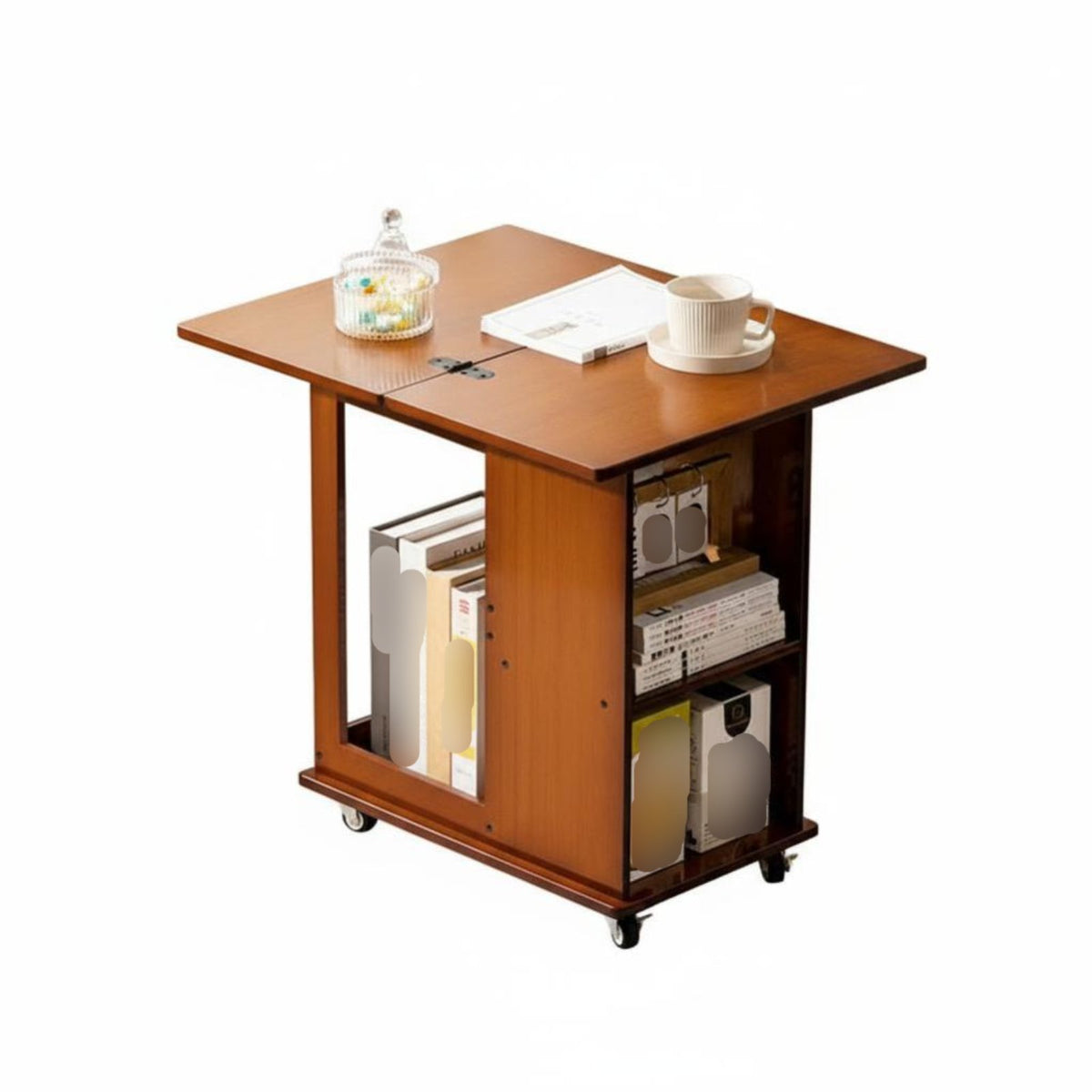 Rolling Dropflap Storage Trolley 360° Swivel Casters Home Furnishing