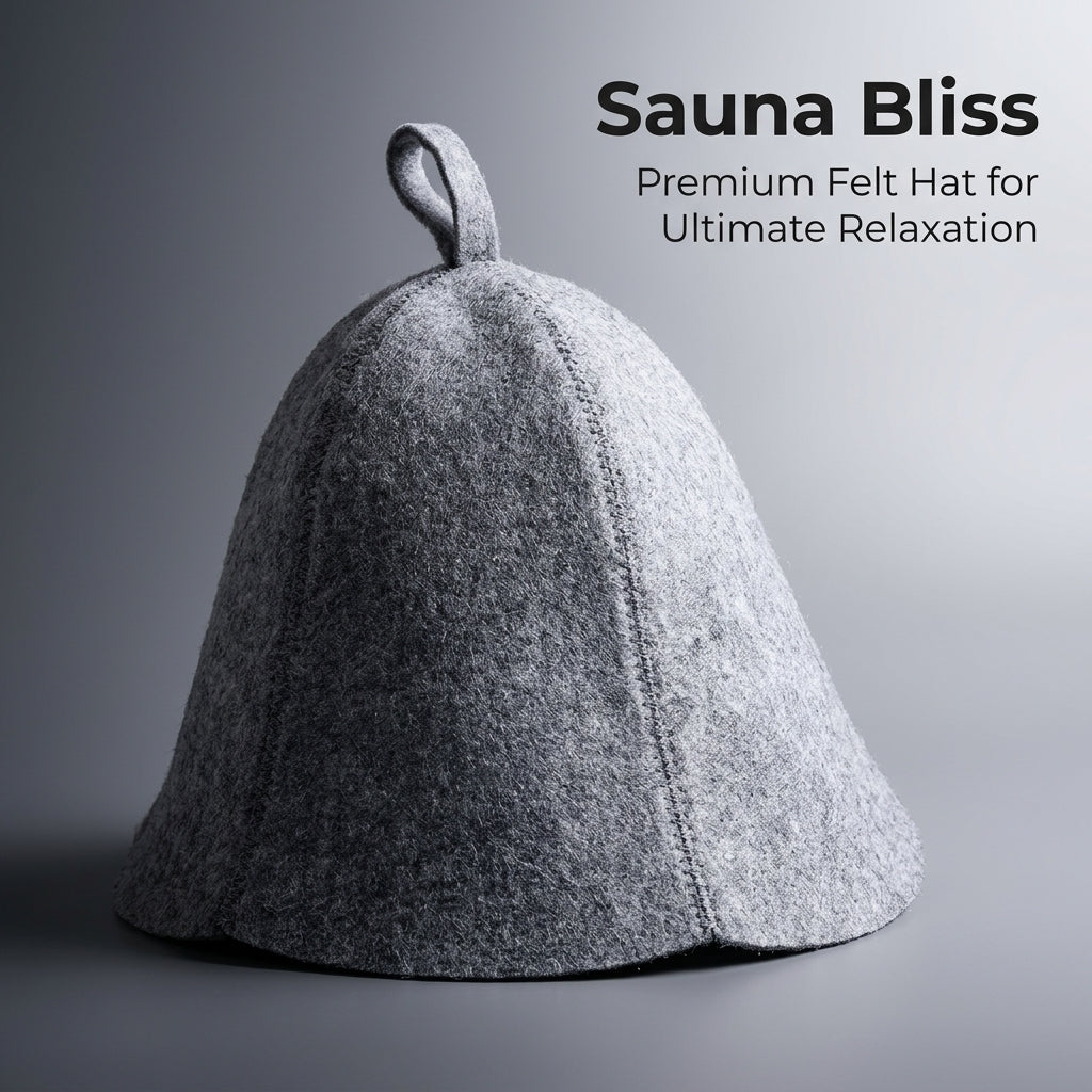 Sauna Hat for Women and Men with 200g Wool Felt for Heat Protection, Steam Cap for and Bathroom, Water Absorbent Non-Woven Material