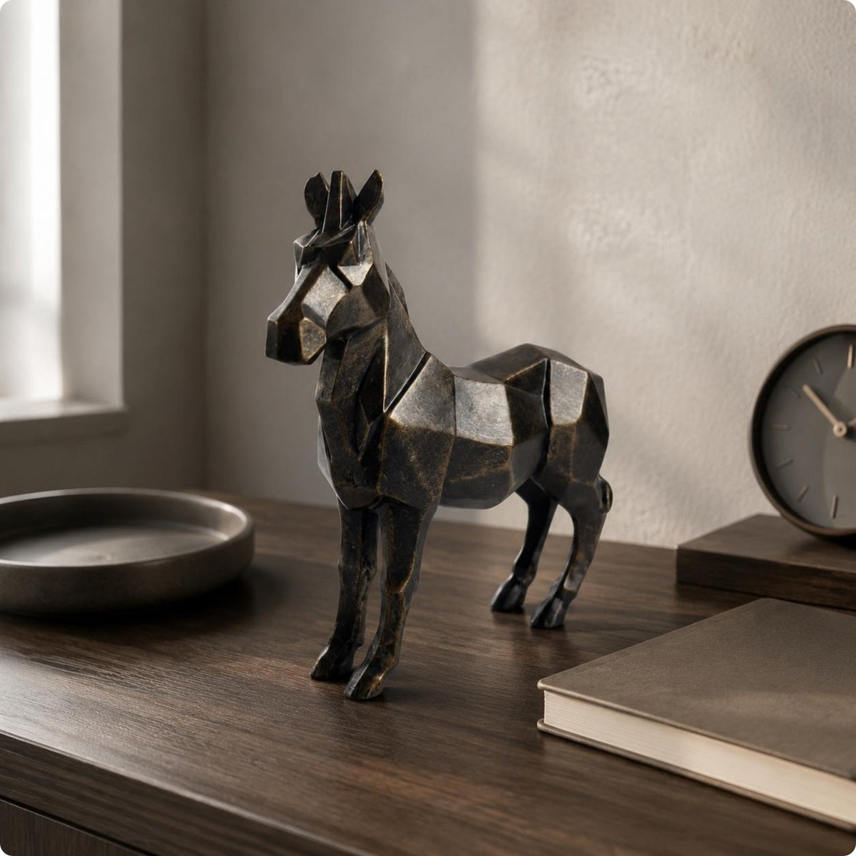 Geometric Horse Figurine Carved Texture Home Decor Lightweight for Desk Display