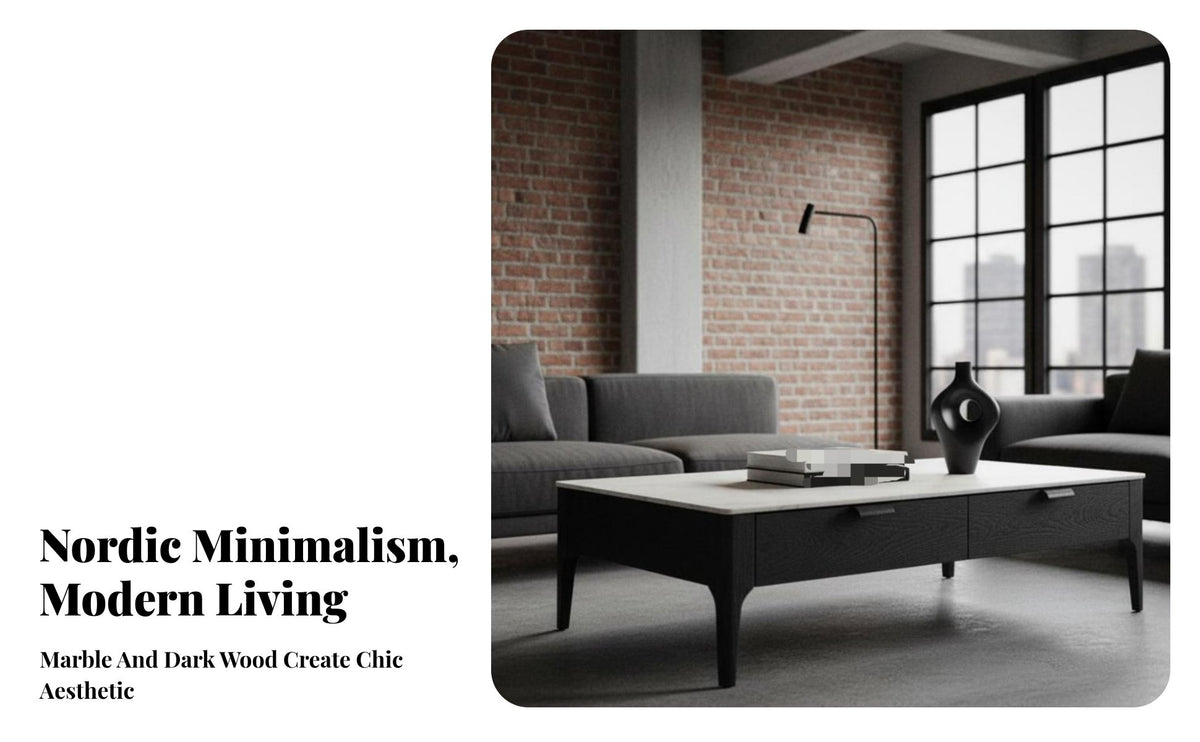 Square Wood Frame Coffee Table Nordic design Square Plinth Base Table Minimalist Design Living Room Furniture for Renters, Adults, Lounge Area, Office