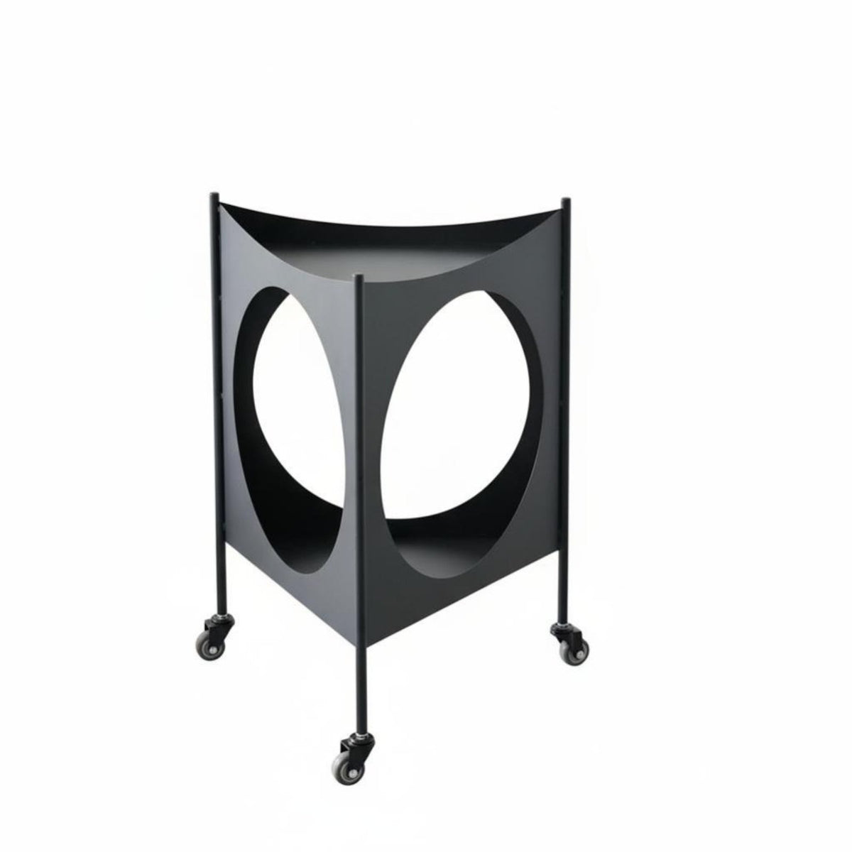 Rolling Corner Table with Cutouts Small Footprint Household Furniture for Adults
