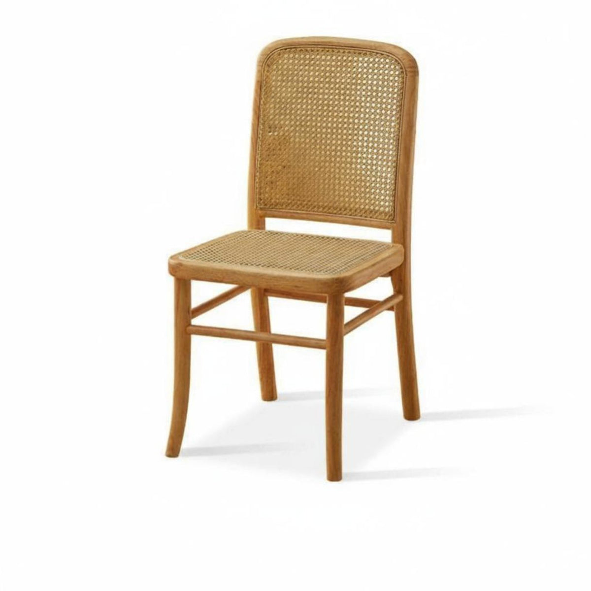 Cane Rear Chair Nordic & Aesthetic Armless Wooden Chair Natural Imperfection Artistic Look Long-Lasting Construction for Renters