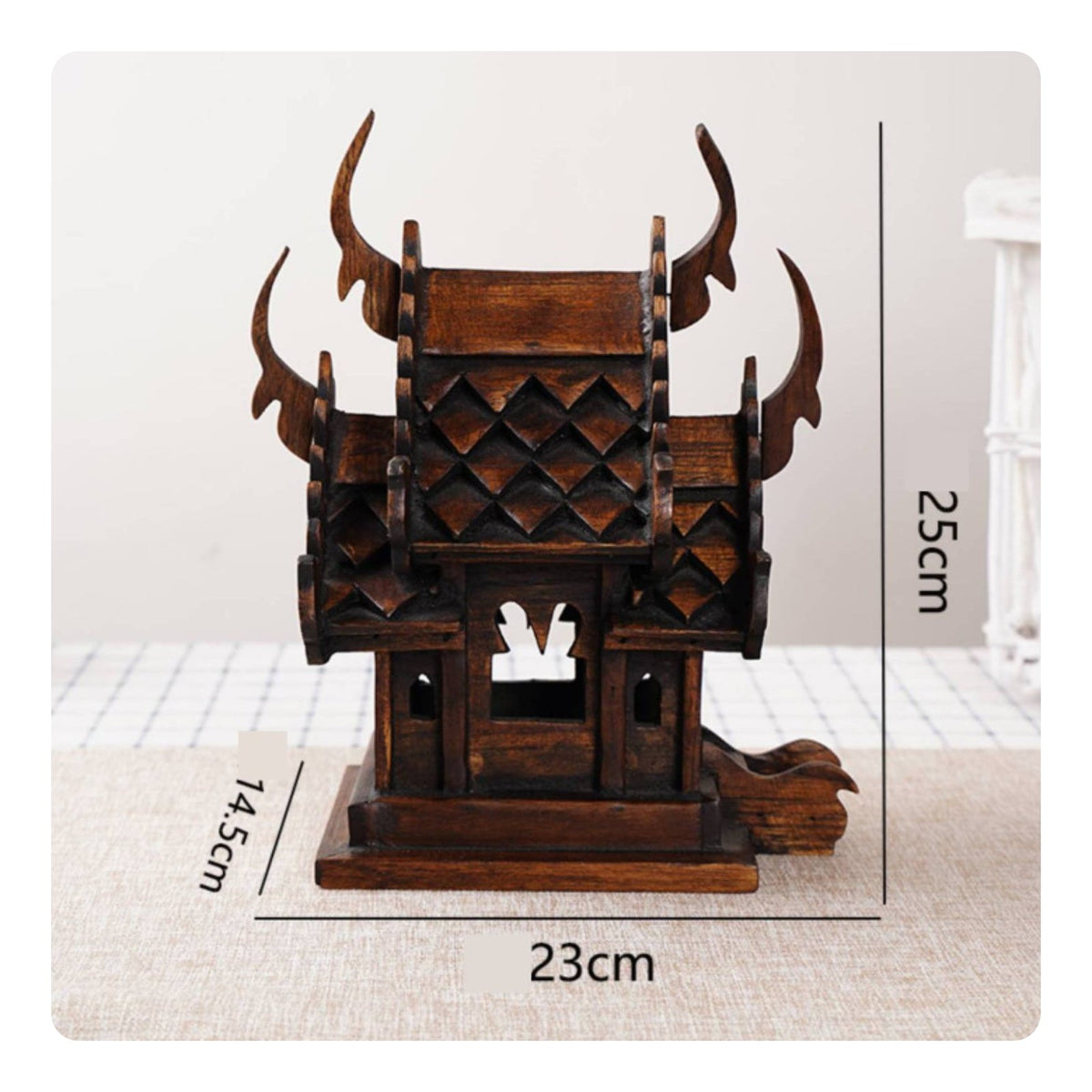 Southeast Asian Design Handmade Wooden House Ornament Traditional Thai Wood House Decor for Living Room, Entryway