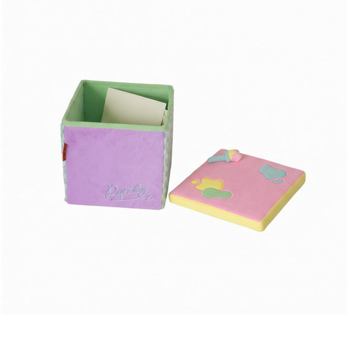 Collapsible Art-Themed Storage Cube Sturdy Construction Textile Bin Easy To