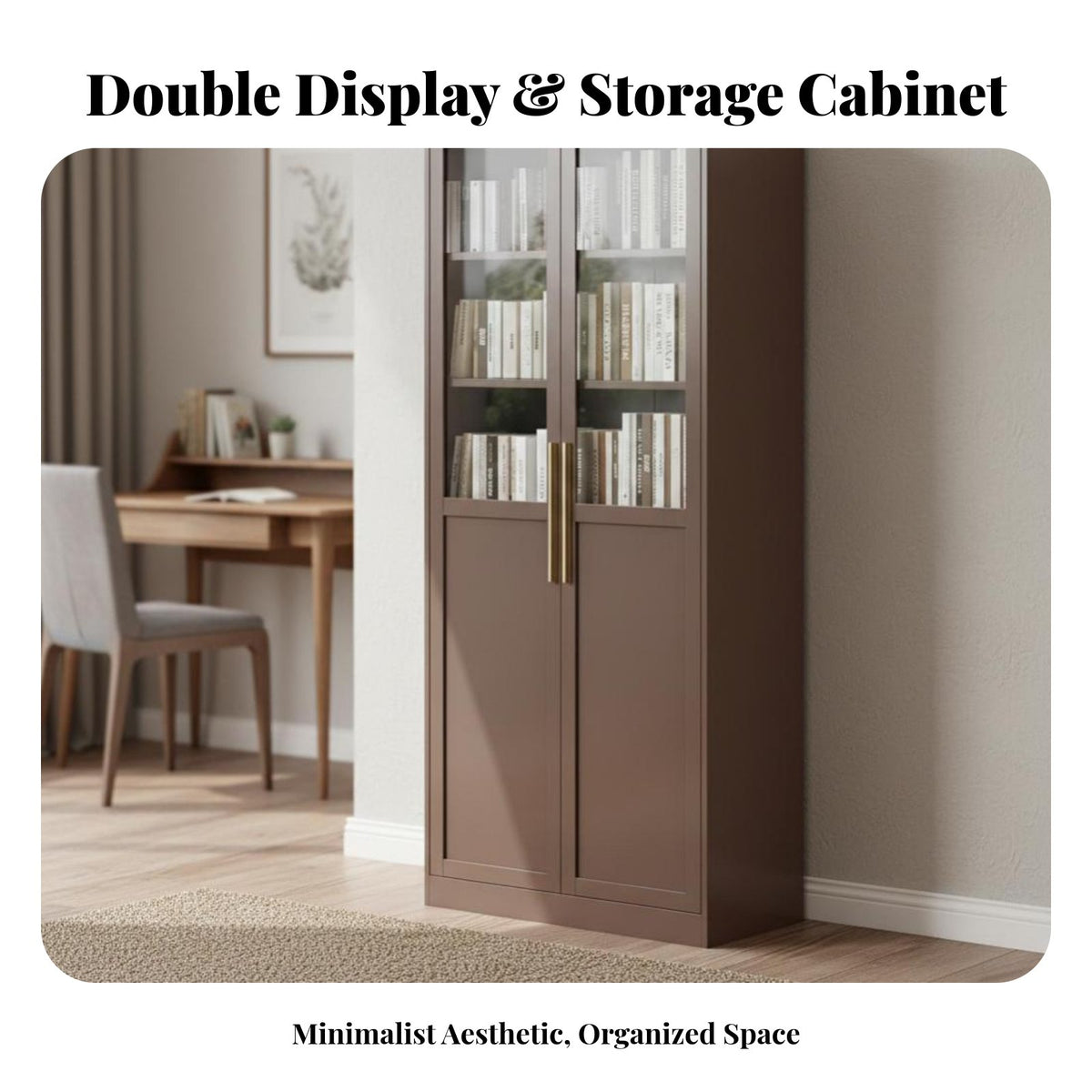 Vintage design Metal Cabinet with Fluted Glass Door Space-Saving Glass Door Display Cabinet Slim contour book cabinet Minimalist Design for Book Lovers, Collectors, residents, Study Room, Home Office, Bedroom, Kitchen
