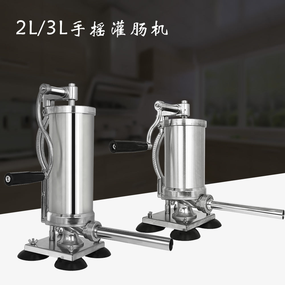 Manual Stainless Steel Sausage Stuffer with Suction Cup, 3L Capacity