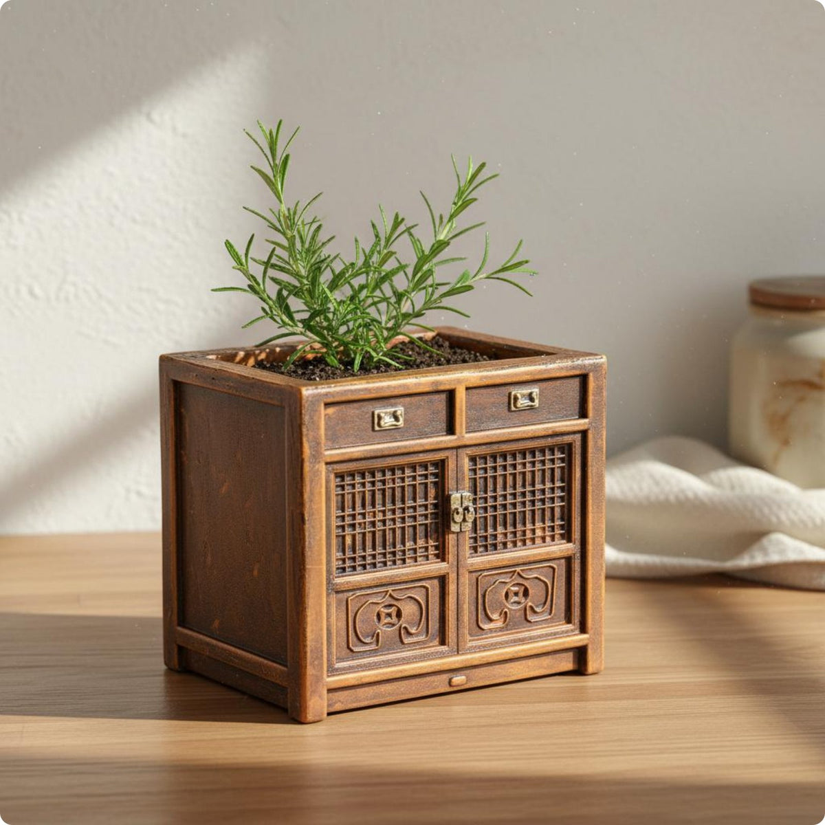 Chinese Cabinet Flower Pot Multi-Purpose House Decoration for Desktop