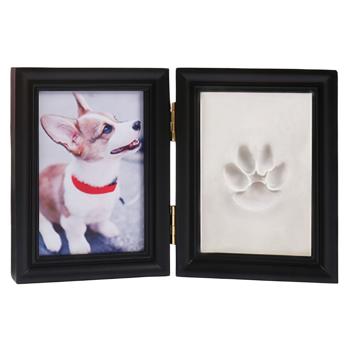 Pet Paw Print 5-Inch Hinged Wooden Photo Frame for DIY Clay Crafts