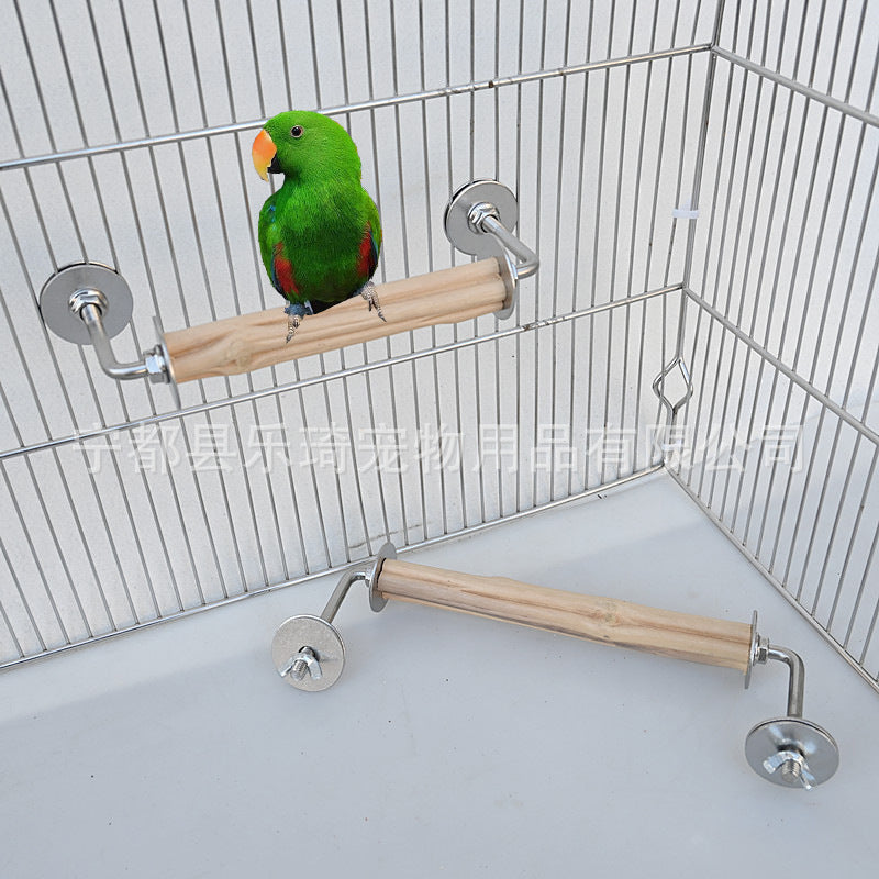 Bird Cage Perch U-Shaped Hardwood Stand with 304 Stainless Steel