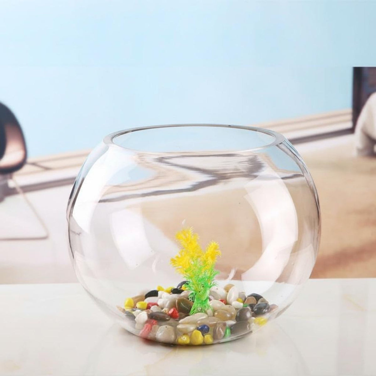 Large Round Glass Fish Bowl, Thickened Desktop Habitat