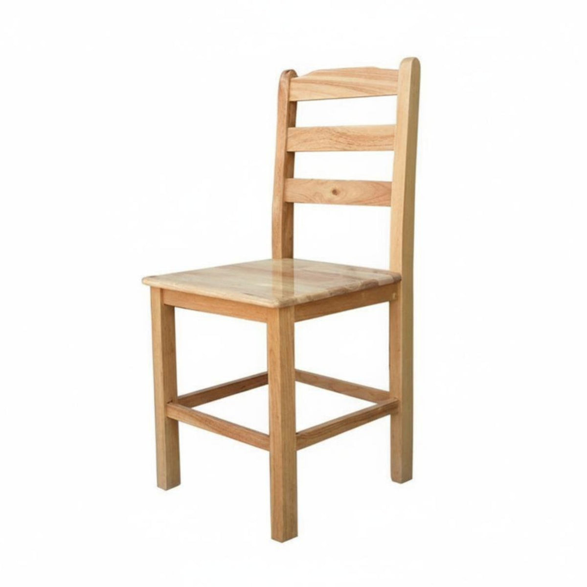 Ladder Back Chair Comfortable for Long Sitting Wooden Seat Anti-Slip Foot Pads