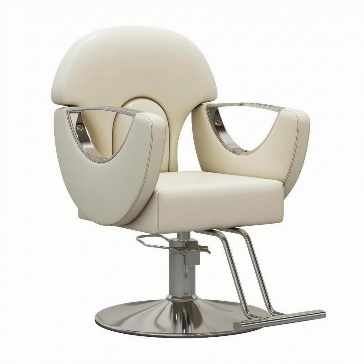 Hydraulic Styling Chair Round Base Salon Styling Chair Polished Finish