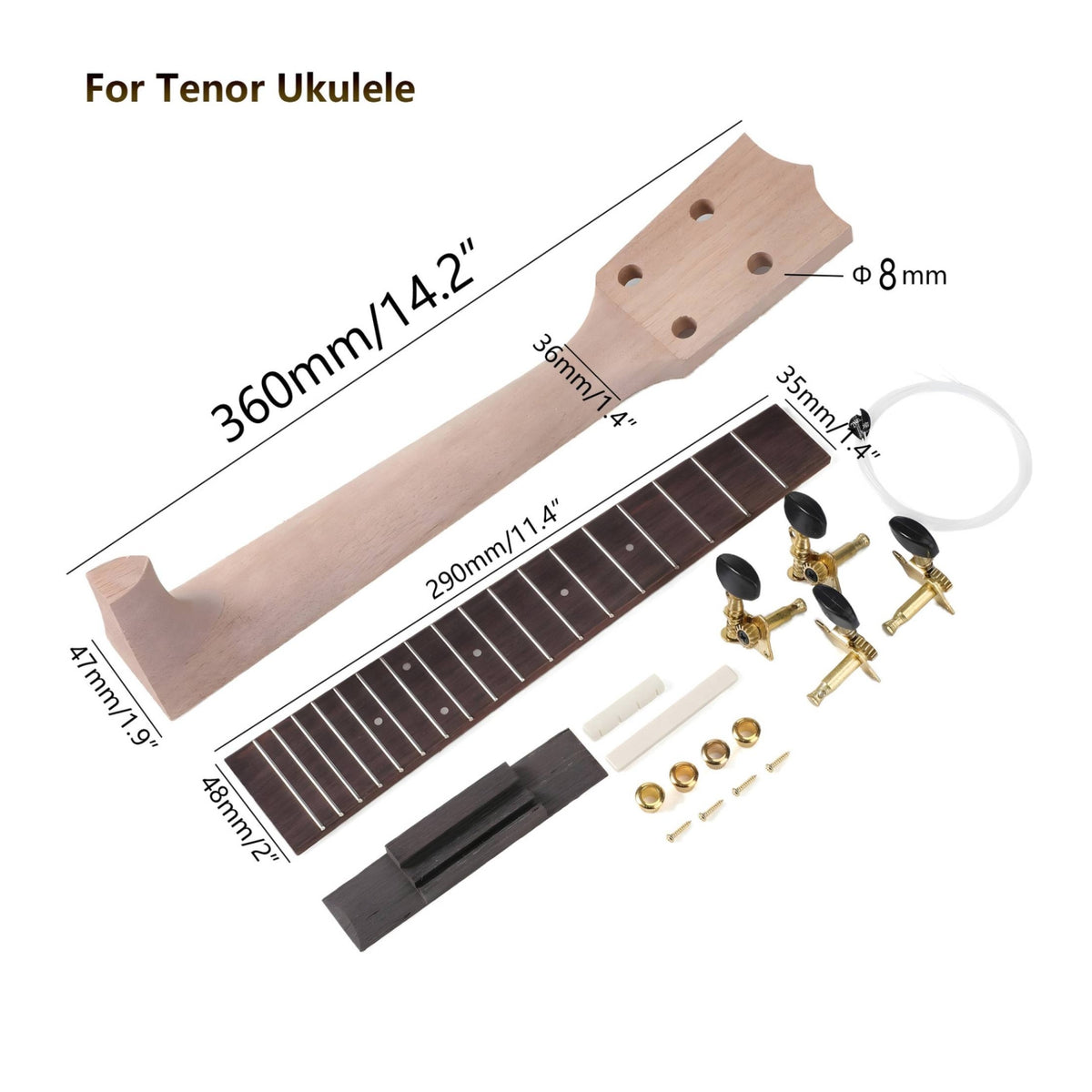 Unfinished Ukulele Neck Kit