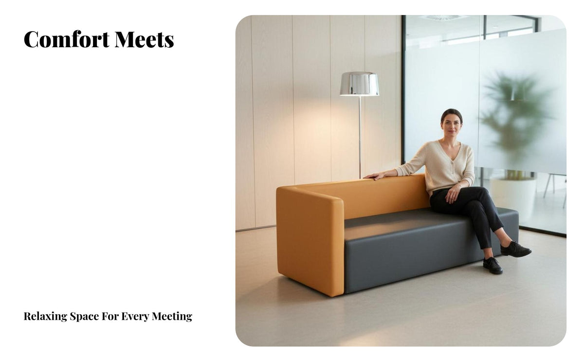 Nordic aesthetic sectional Corner Sofa with Table L-Shape Configuration sectional Block Sofa Business Grade Lounge Seating Minimalist Aesthetic for Office Managers, Interior Designers, Homeowners, Reception Area, Waiting Room