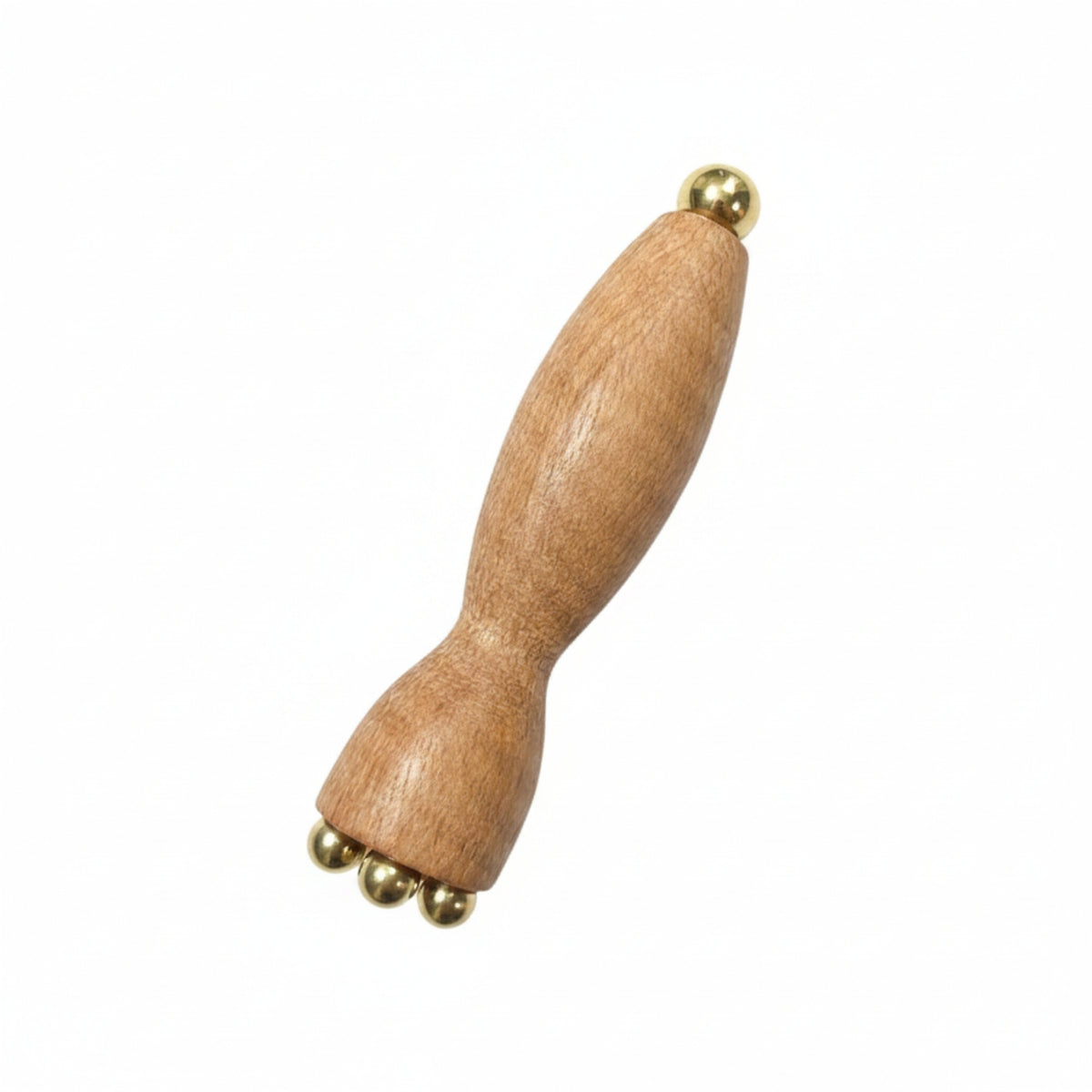 Wooden Facial Massager with Brass Tips Two-sidedEnded Facial Massage Tool with Brass Balls Handheld Rounded for Self-Care