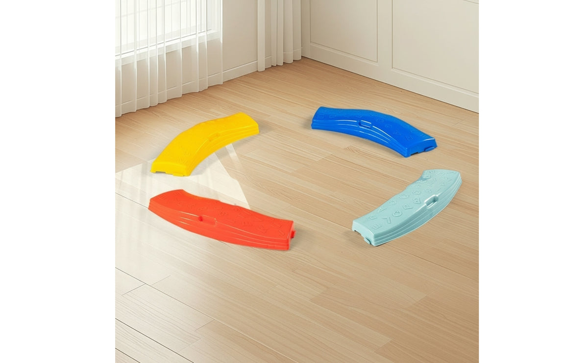 4 Pieces Balance Stepping Stones Stackable Stepping Stones with Non-Slip Mat Sensory Toy Textured for Children, Playroom, Home