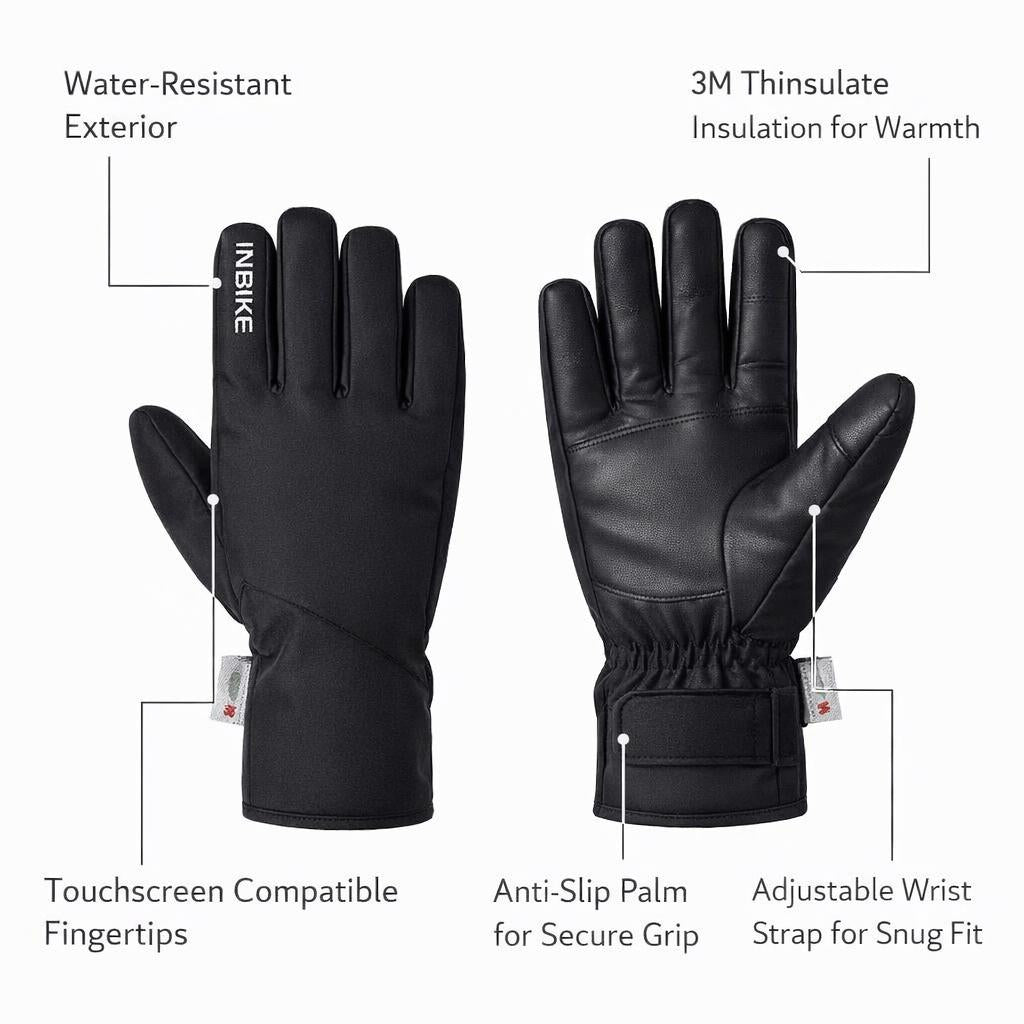 Waterproof Cycling Gloves for Men Women, 3M insulated Windproof Winter Touchscreen Fleece Lined Cold Weather Sports