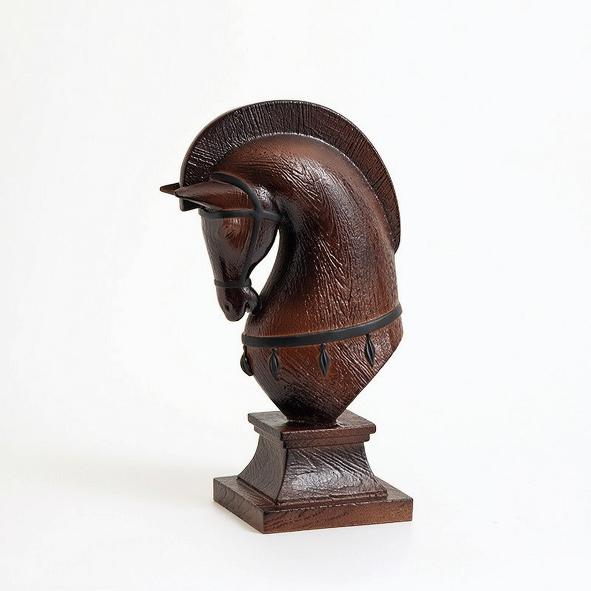 Horse Head Statue with Pedestal Decorative for Bookshelf, Equestrians