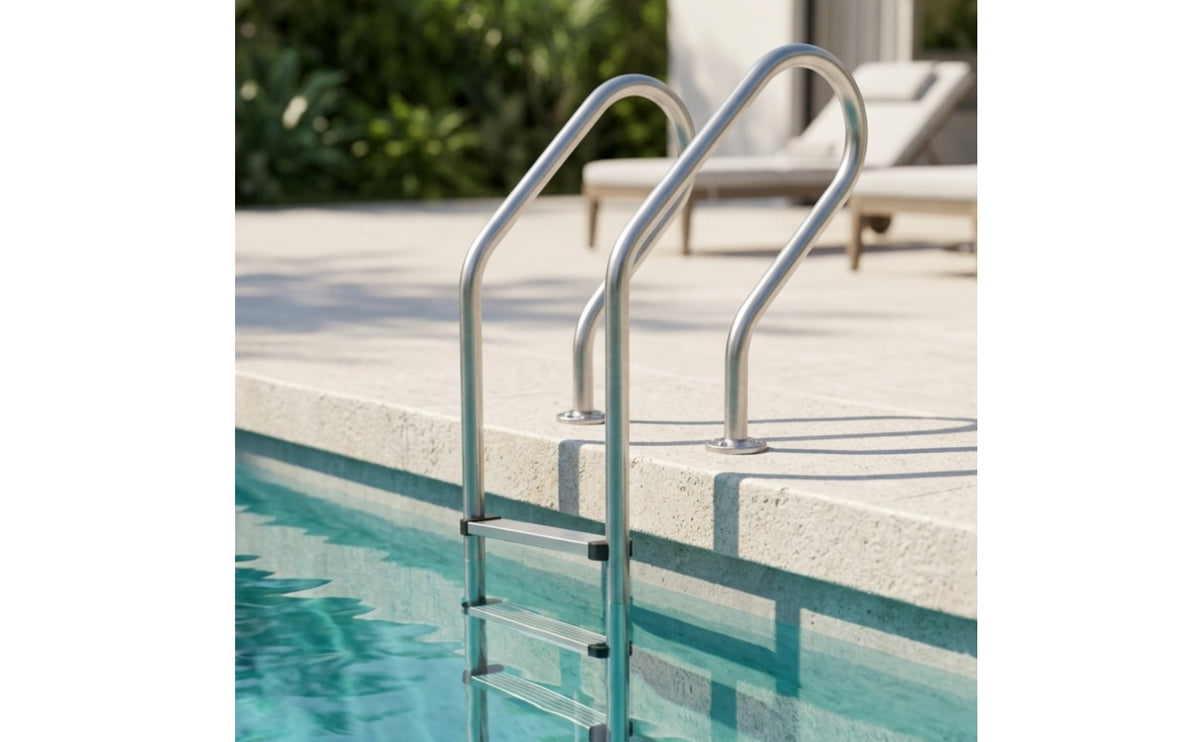 Stainless Steel Pool Ladder Flange-Mount Three-Step Pool Ladder Heavy Duty for Homeowners