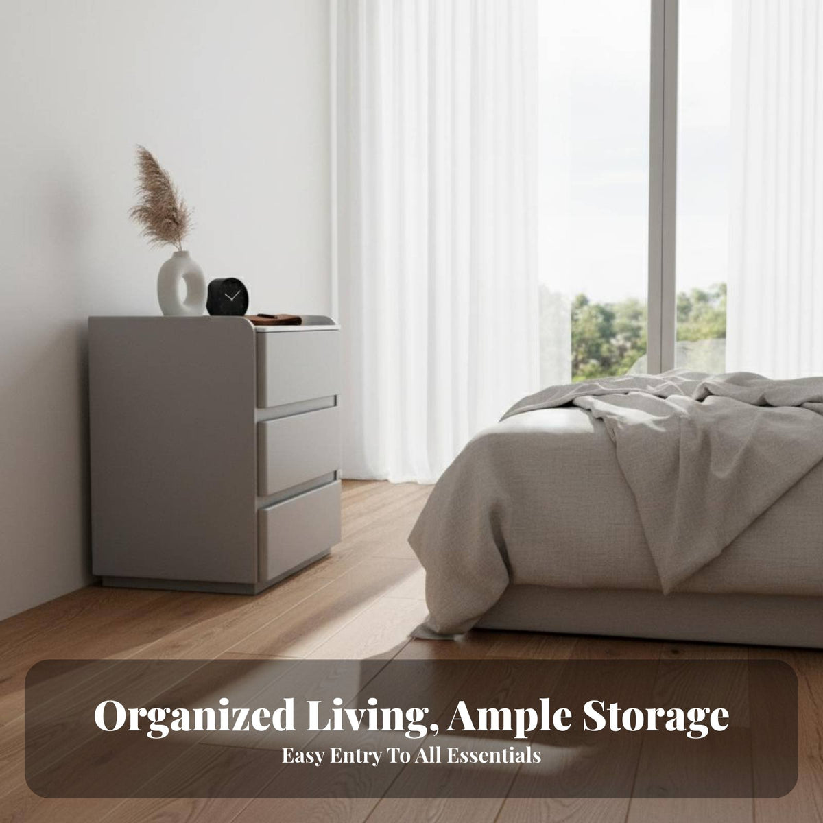 Locking Bedside Cabinet Modern Design Nightstand Secure Storage for Homeowners